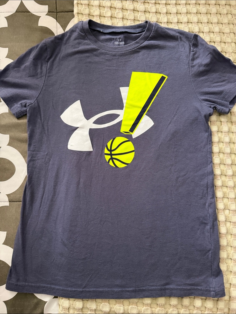 Under Armour Navy Graphic Tee with Neon Yellow Accent